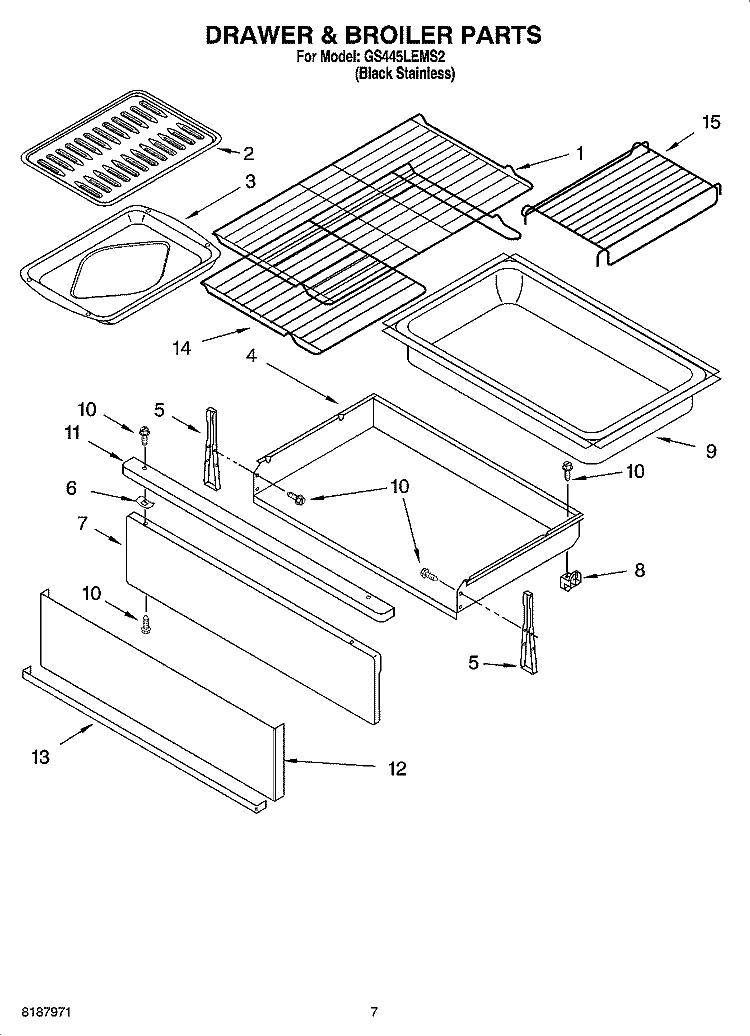 DRAWER & BROILER PARTS Diagram and Parts List for GS445LEMS2  Whirlpool Range