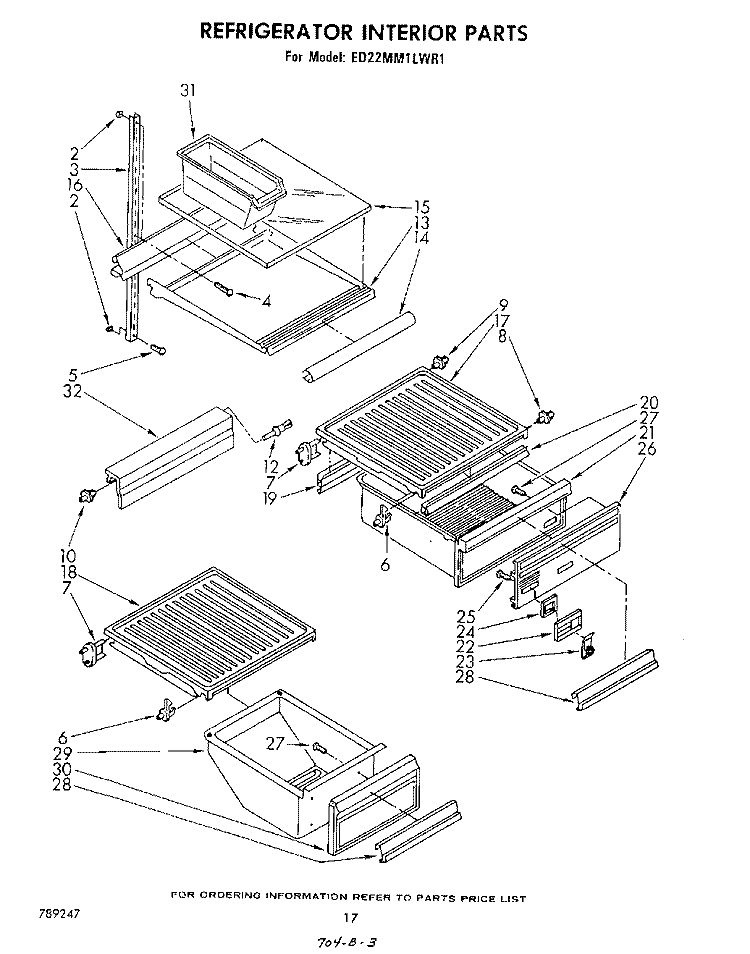REFRIGERATOR INTERIOR , LIT/OPTIONAL Diagram and Parts List for ED22MM1LWR1  Whirlpool Refrigerator