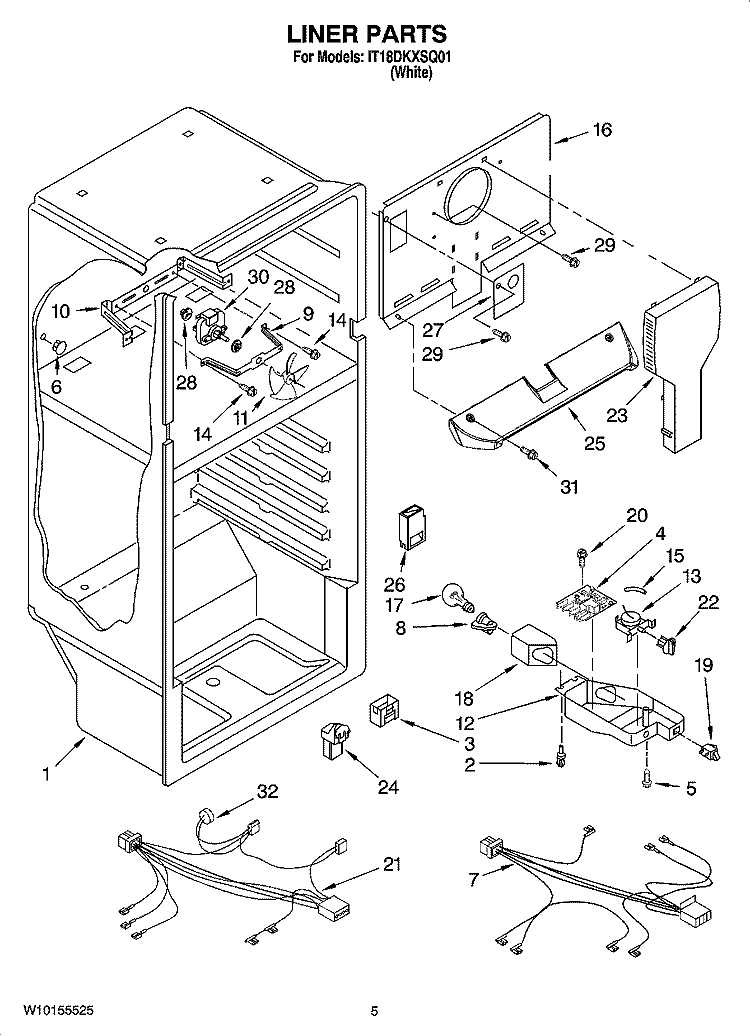 LINER PARTS Diagram and Parts List for IT18DKXSQ01  Inglis Refrigerator