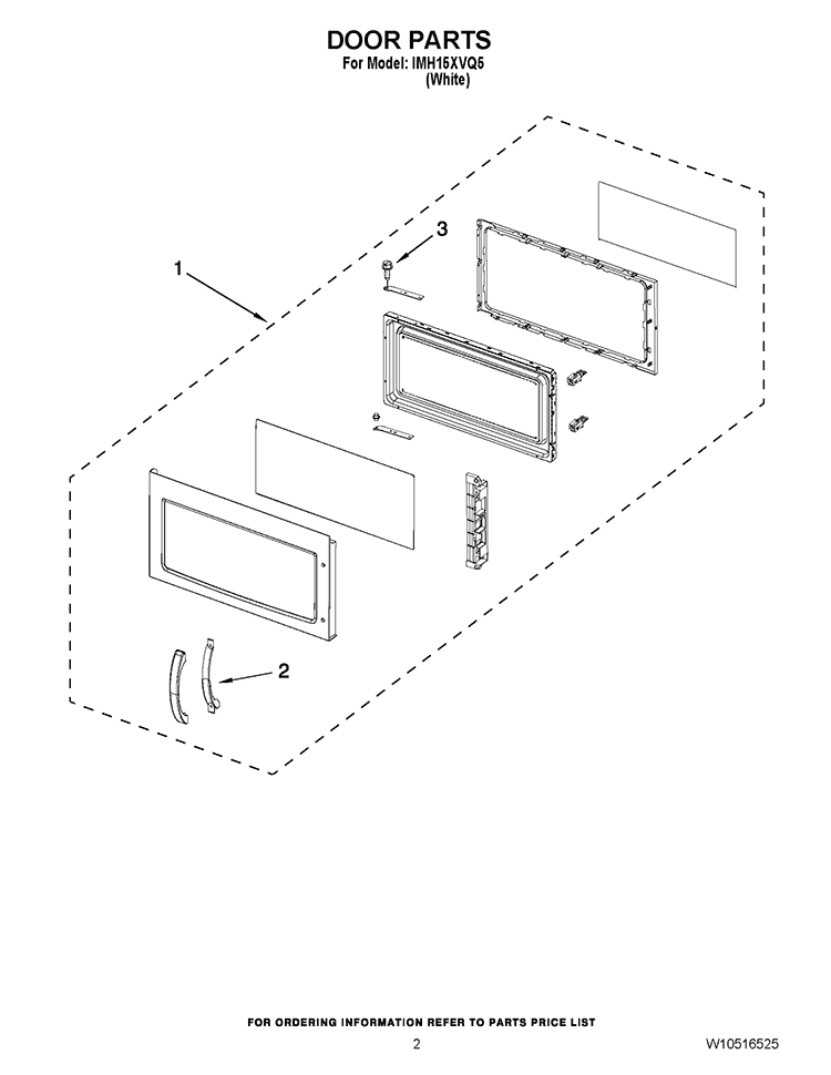DOOR PARTS Diagram and Parts List for IMH15XVQ5  Whirlpool Microwave