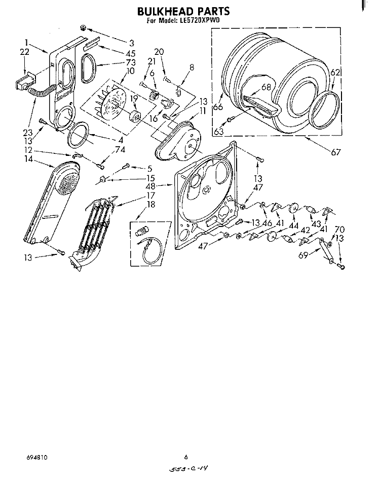 SECTION Diagram and Parts List for LE5720XPW0  Whirlpool Dryer
