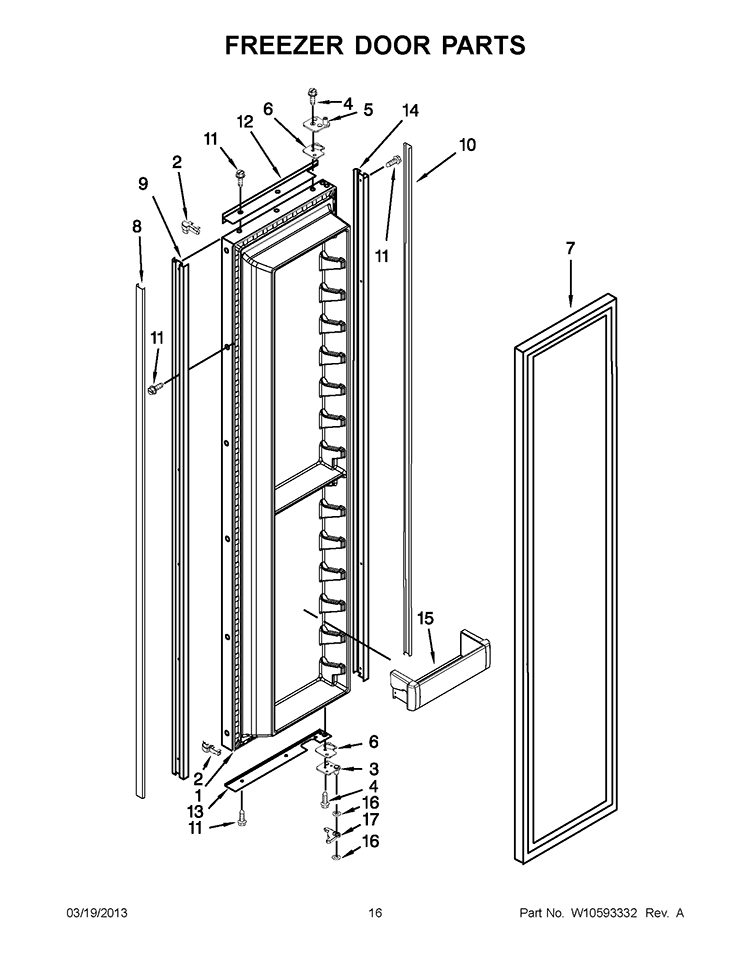FREEZER DOOR PARTS Diagram and Parts List for KSSO48FTX17  KitchenAid Refrigerator