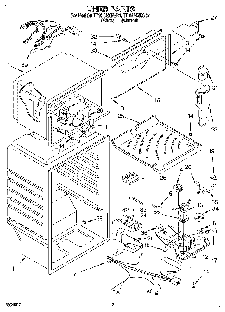 LINER Diagram and Parts List for TT18HAXDW01  Estate Refrigerator