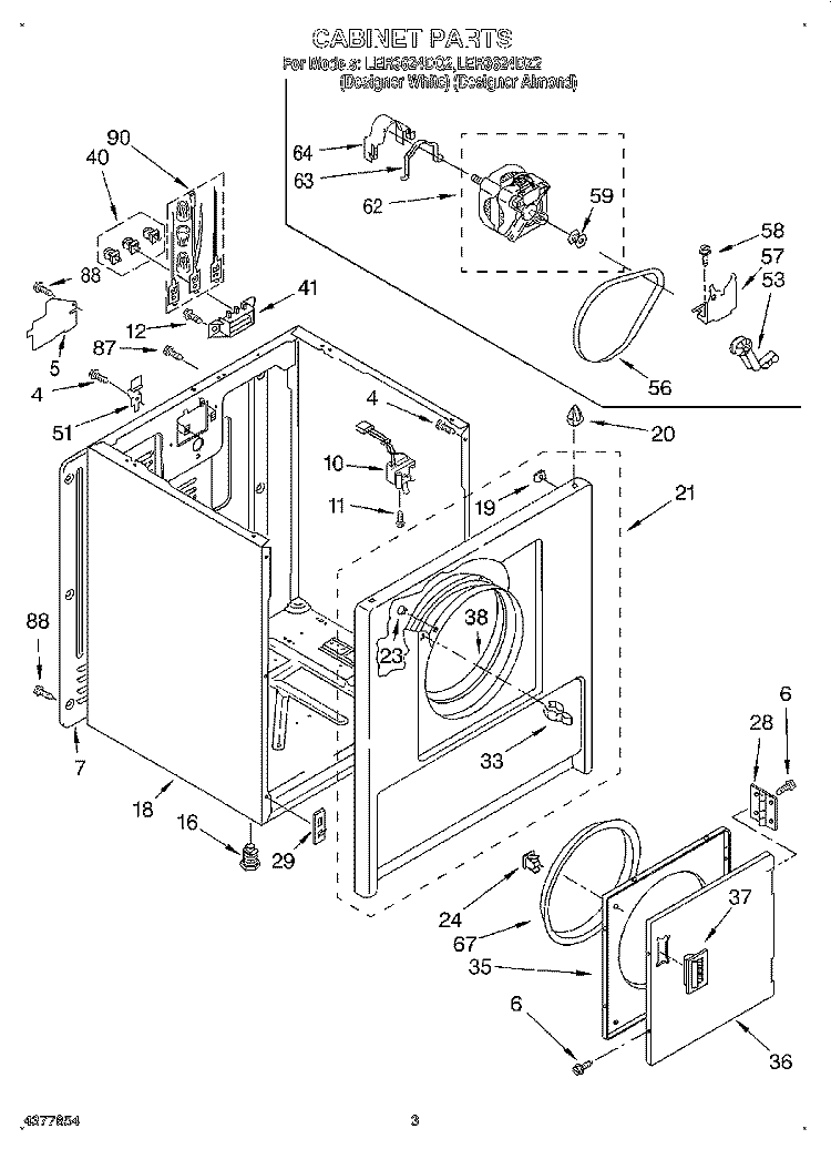 SECTION Diagram and Parts List for LER3624DQ2  Whirlpool Dryer