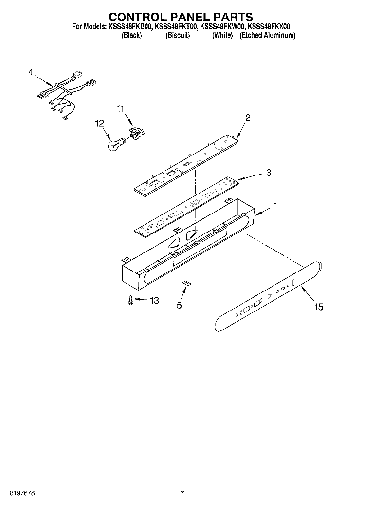 CONTROL PANEL Diagram and Parts List for KSSS48FKT00  KitchenAid Refrigerator