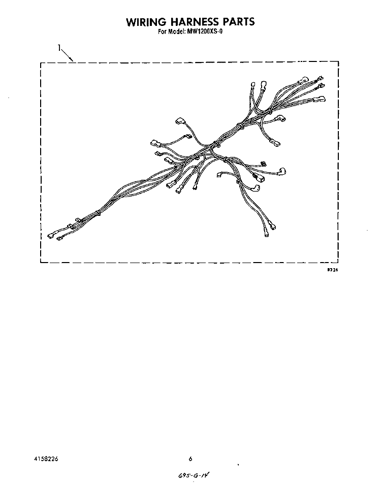 WIRING HARNESS , LIT/OPTIONAL Diagram and Parts List for MW1200XS0  Whirlpool Microwave