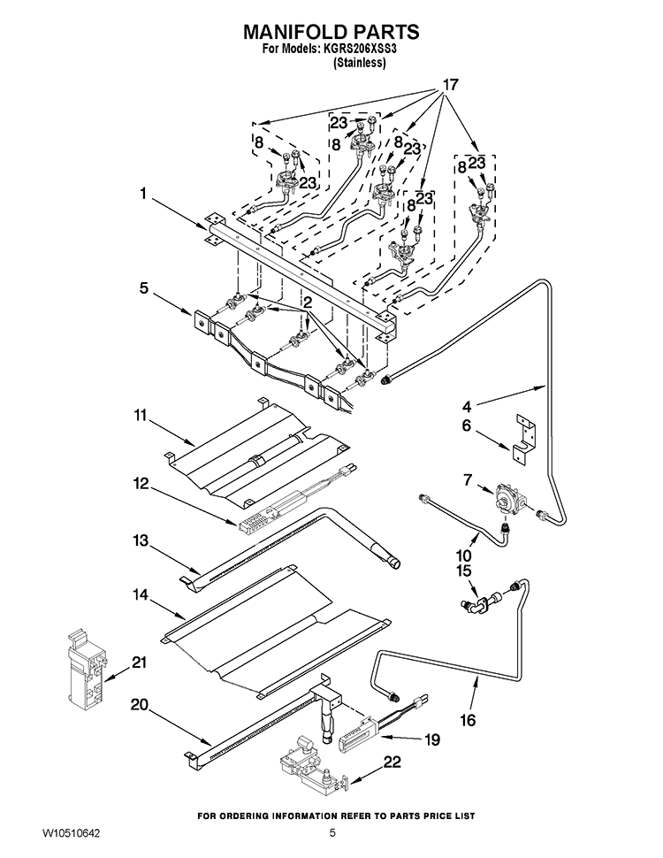 MANIFOLD PARTS Diagram and Parts List for KGRS206XSS3  KitchenAid Range