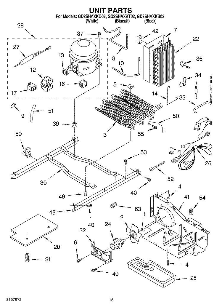 UNIT Diagram and Parts List for GD2SHAXKT02  Whirlpool Refrigerator