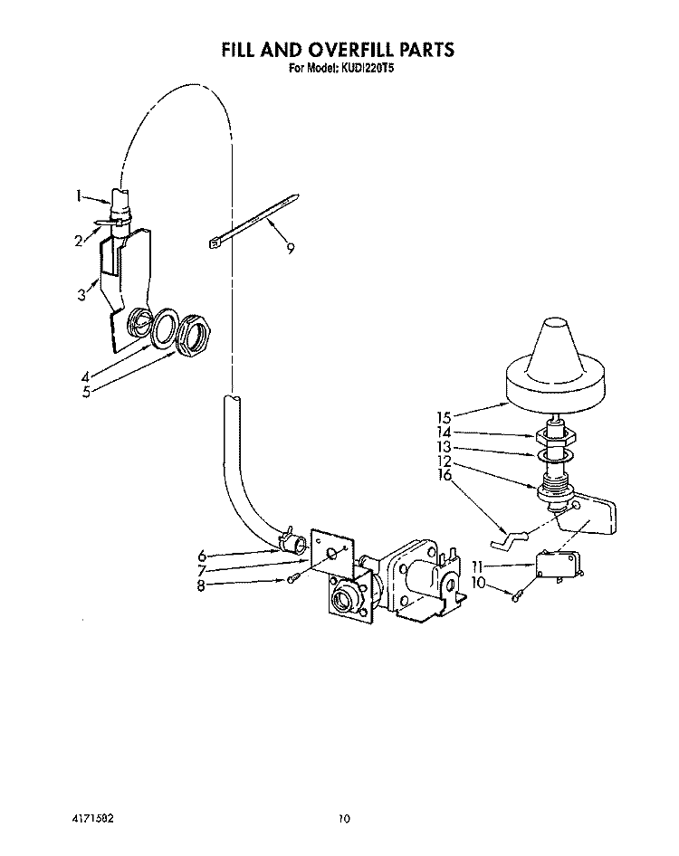 FILL AND OVERFILL Diagram and Parts List for KUDI220T5  KitchenAid Dishwasher