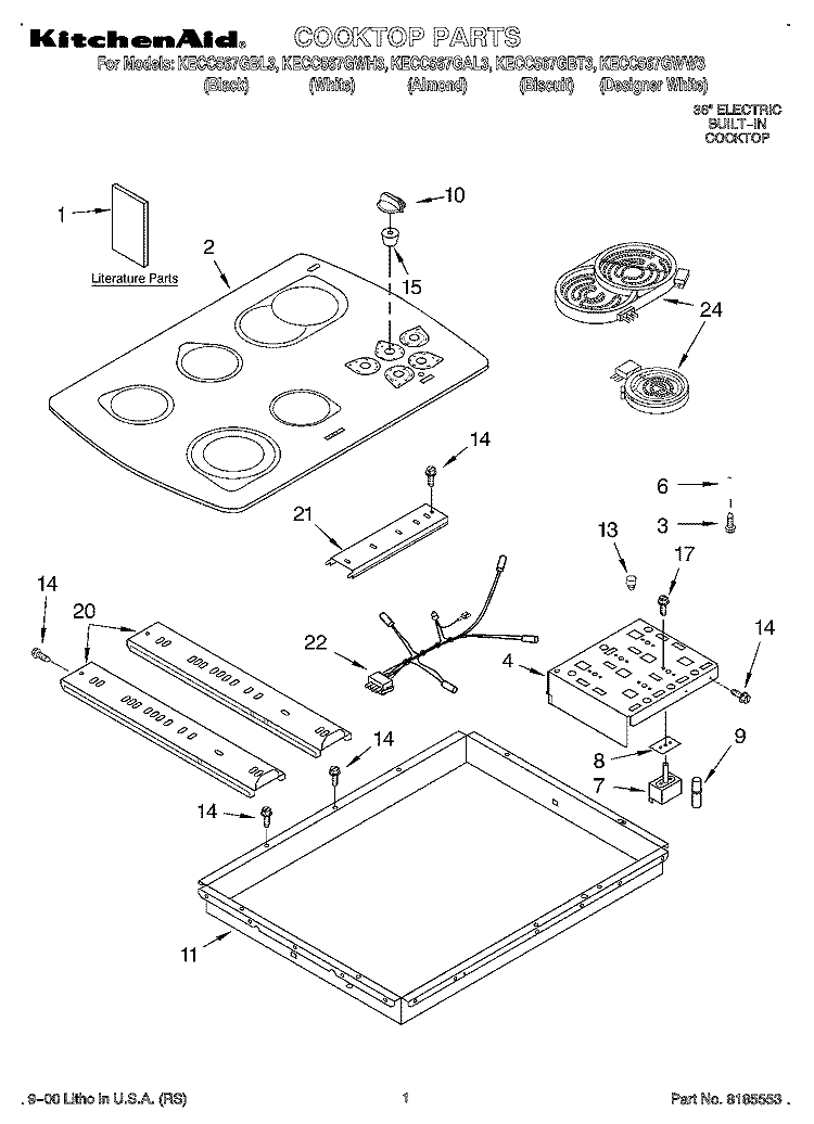 SECTION Diagram and Parts List for KECC567GBL3  KitchenAid Cooktop