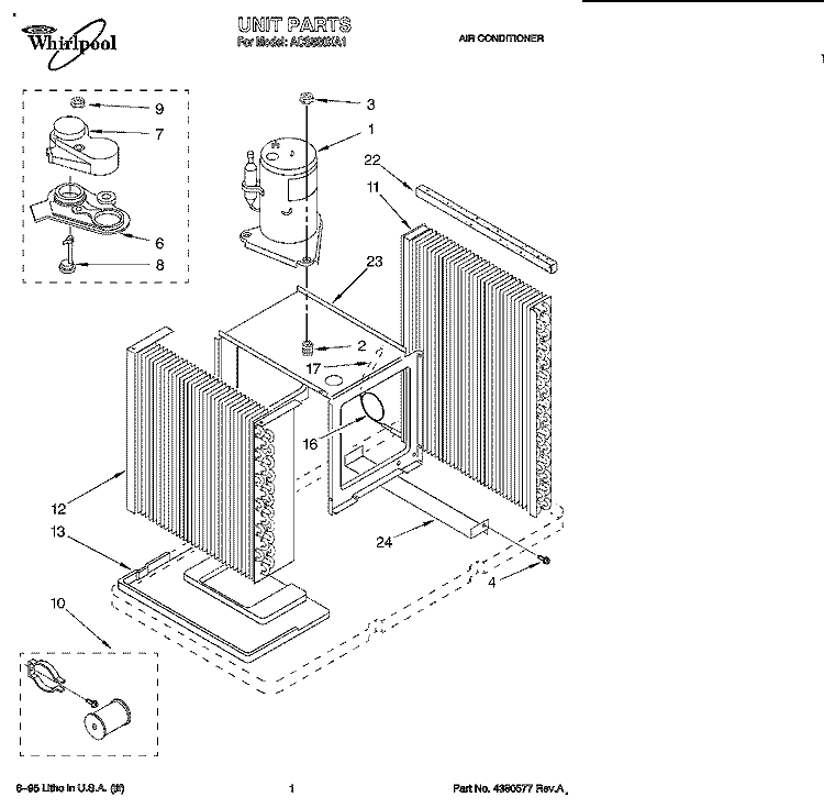 SECTION Diagram and Parts List for ACS520XA1  Whirlpool Air Conditioner