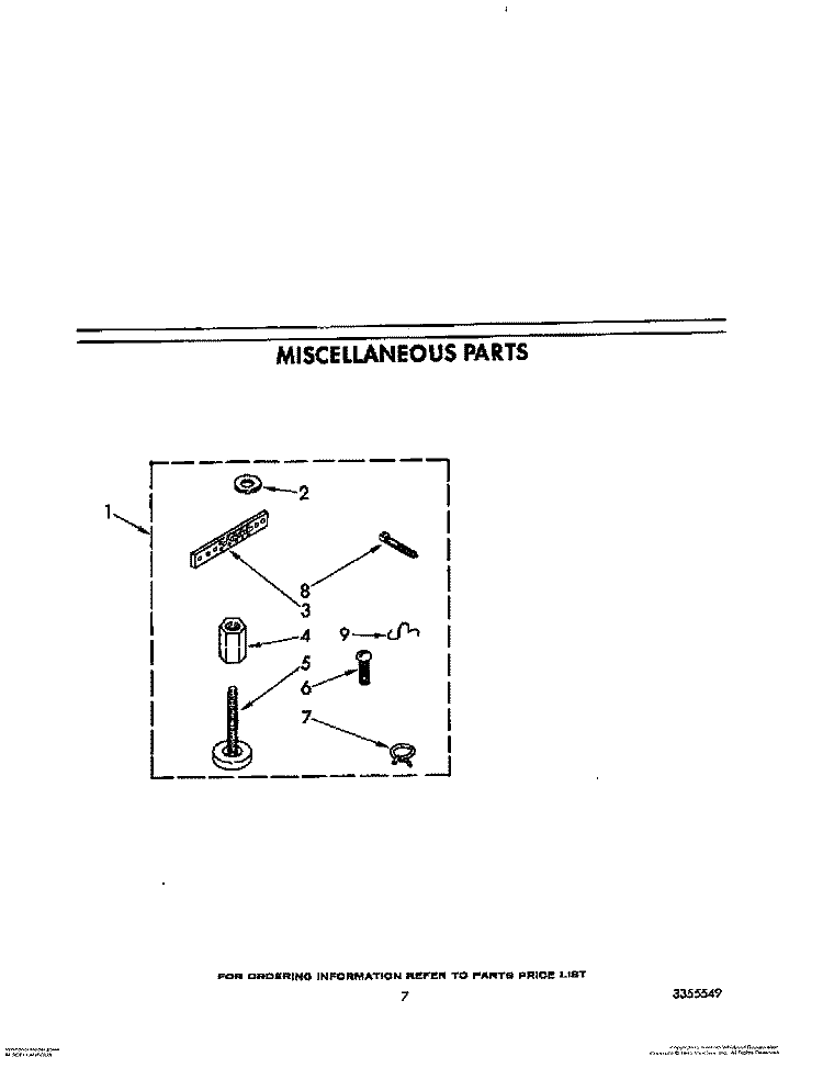 MISCELLANEOUS Diagram and Parts List for LA5700XTN1  Whirlpool Washer