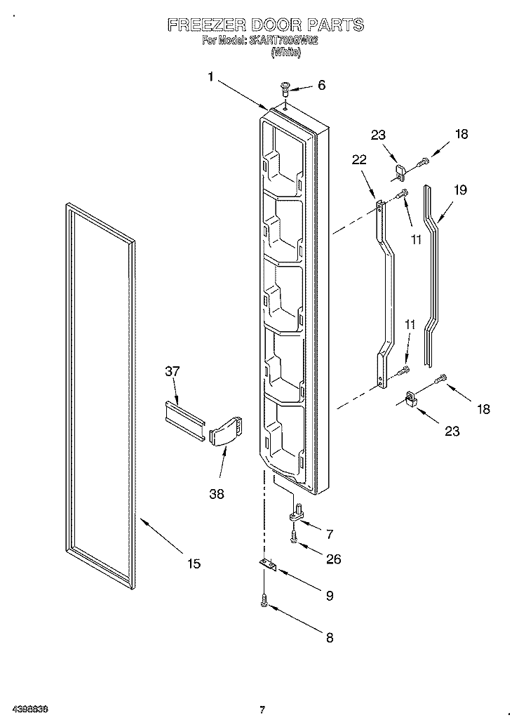FREEZER DOOR Diagram and Parts List for 3KART700GW02  Whirlpool Refrigerator