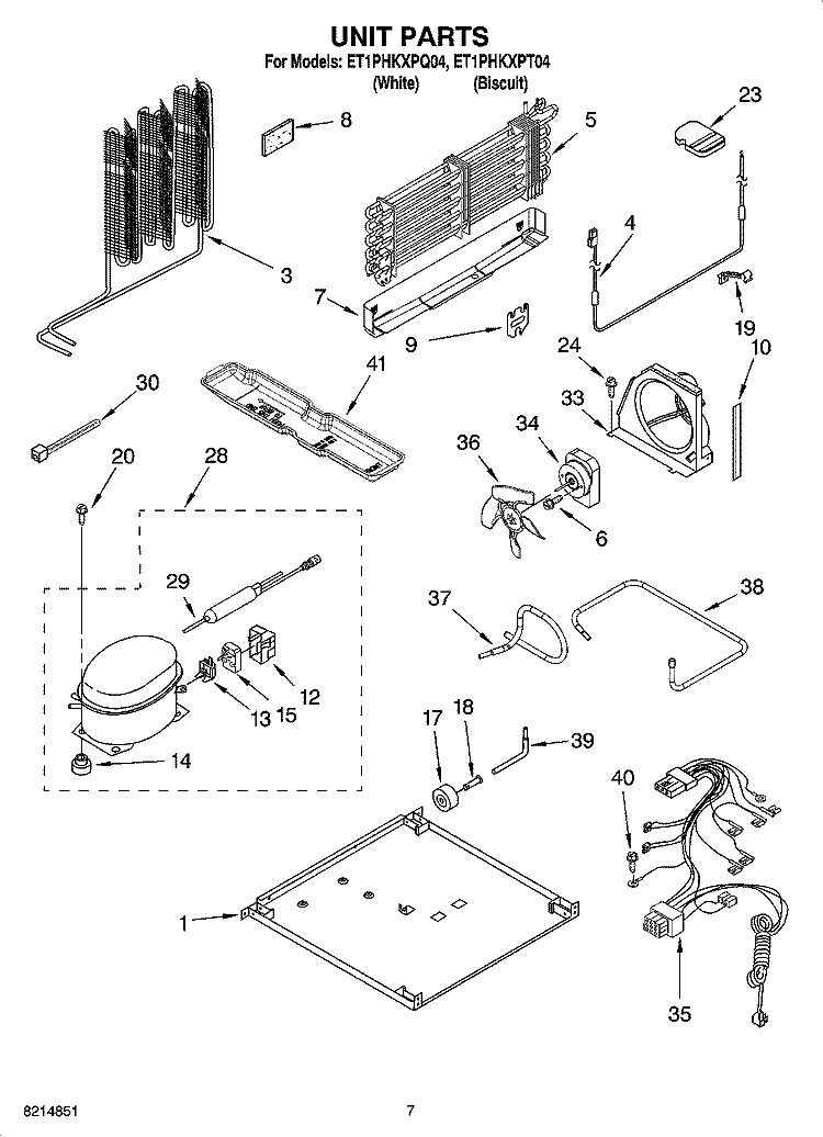 UNIT PARTS Diagram and Parts List for ET1PHKXPQ04  Whirlpool Refrigerator