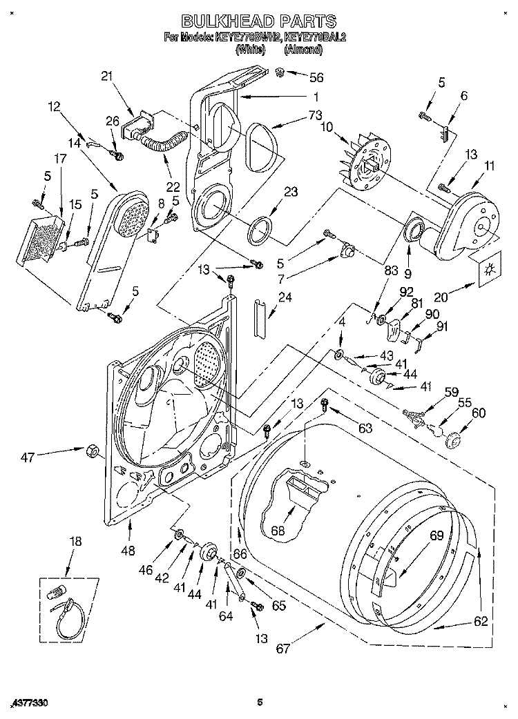 SECTION Diagram and Parts List for KEYE770BWH2  KitchenAid Dryer