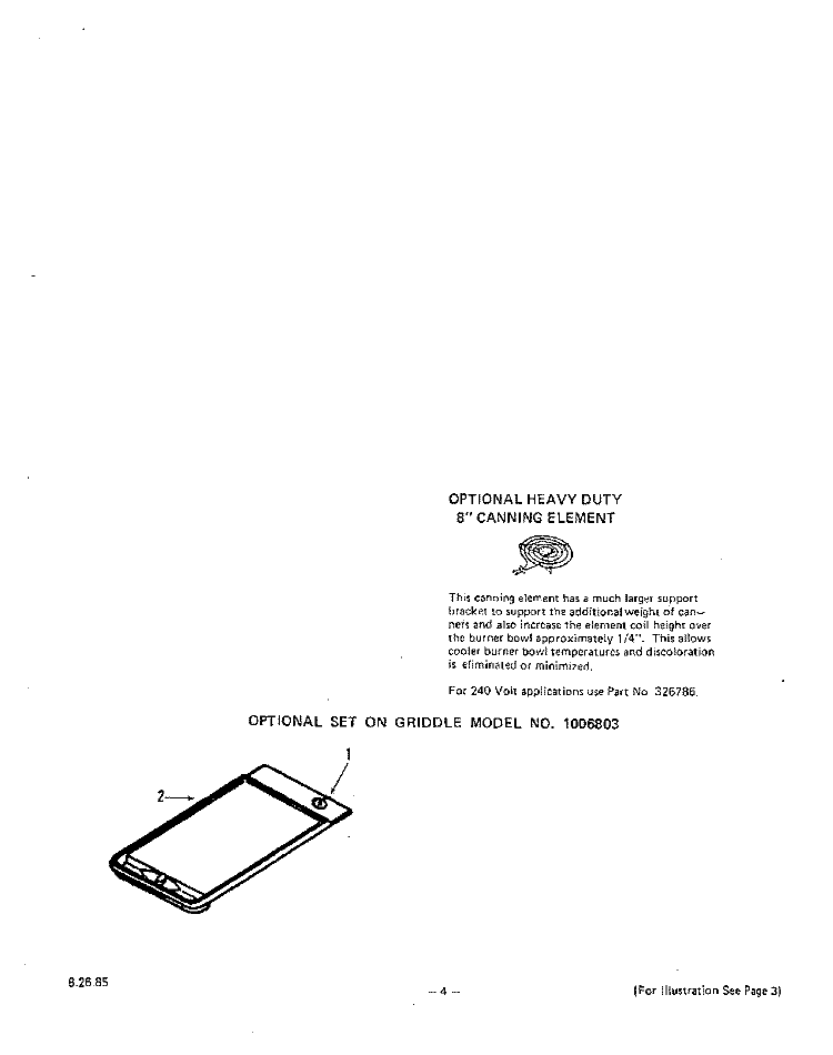 OPTIONAL EQUIPMENT Diagram and Parts List for 2374W1A  Roper Range