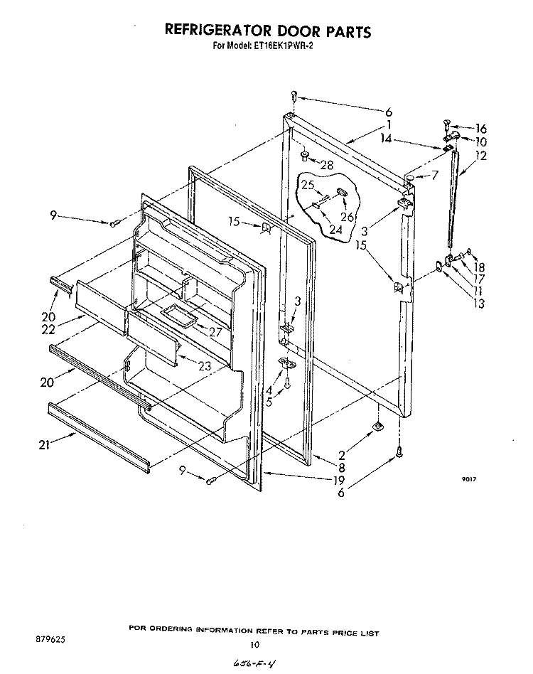 REFRIGERATOR DOOR, NOT ILLUSTRATED Diagram and Parts List for ET16EK1PWR2  Whirlpool Refrigerator