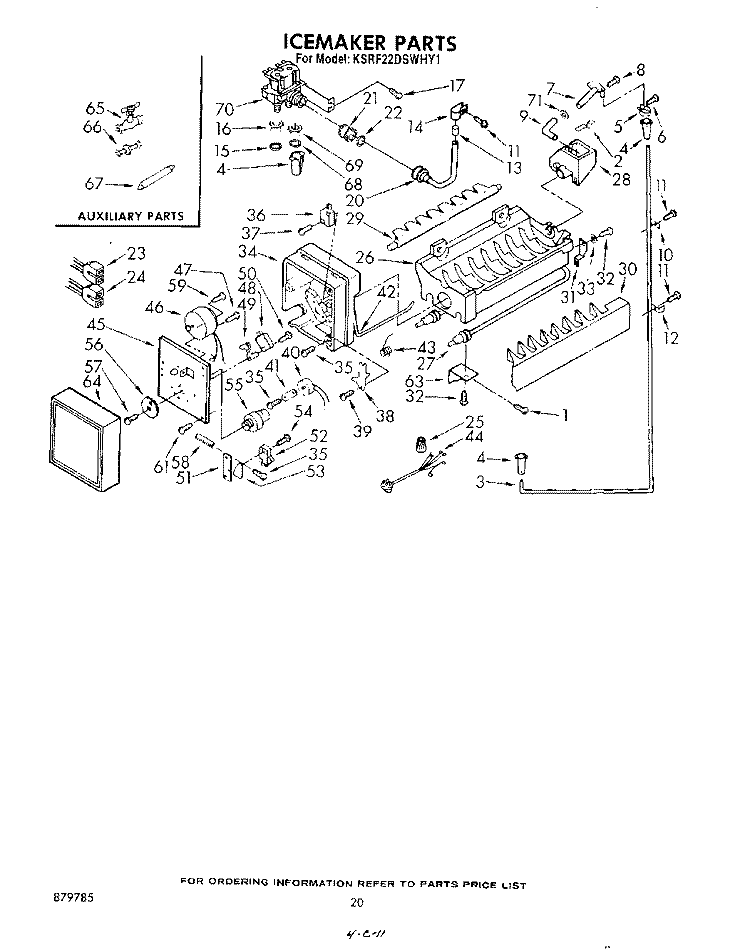 ICE MAKER Diagram and Parts List for KSRF22DSWHY1  KitchenAid Refrigerator