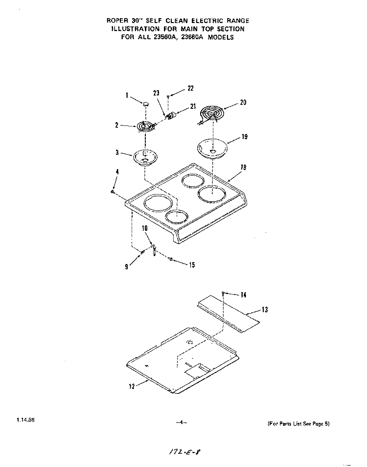 OPTIONAL GRIDDLE Diagram and Parts List for 2366W0A  Roper Range