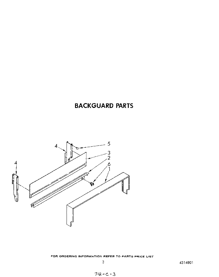 BACKGUARD Diagram and Parts List for SF010EERW2  Whirlpool Range