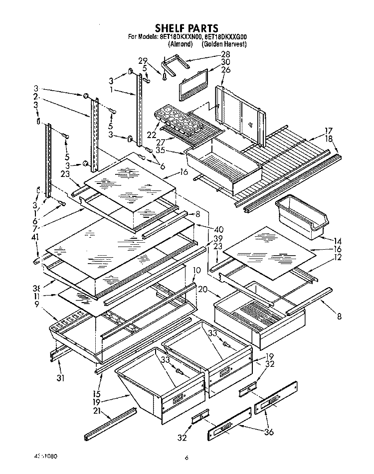 SHELF, LIT/OPTIONAL Diagram and Parts List for 8ET18DKXXG00  Whirlpool Refrigerator