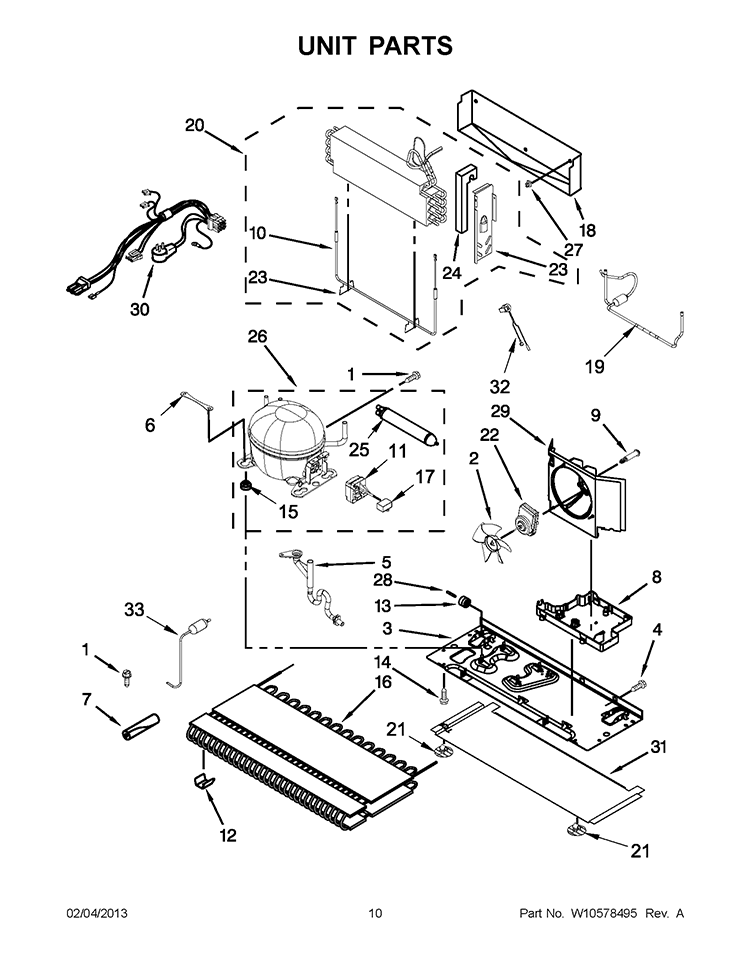 UNIT PARTS Diagram and Parts List for WRF736SDAF10  Whirlpool Refrigerator