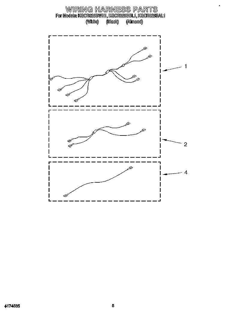 WIRING HARNESS PARTS Diagram and Parts List for KGCR025BAL1  KitchenAid Cooktop