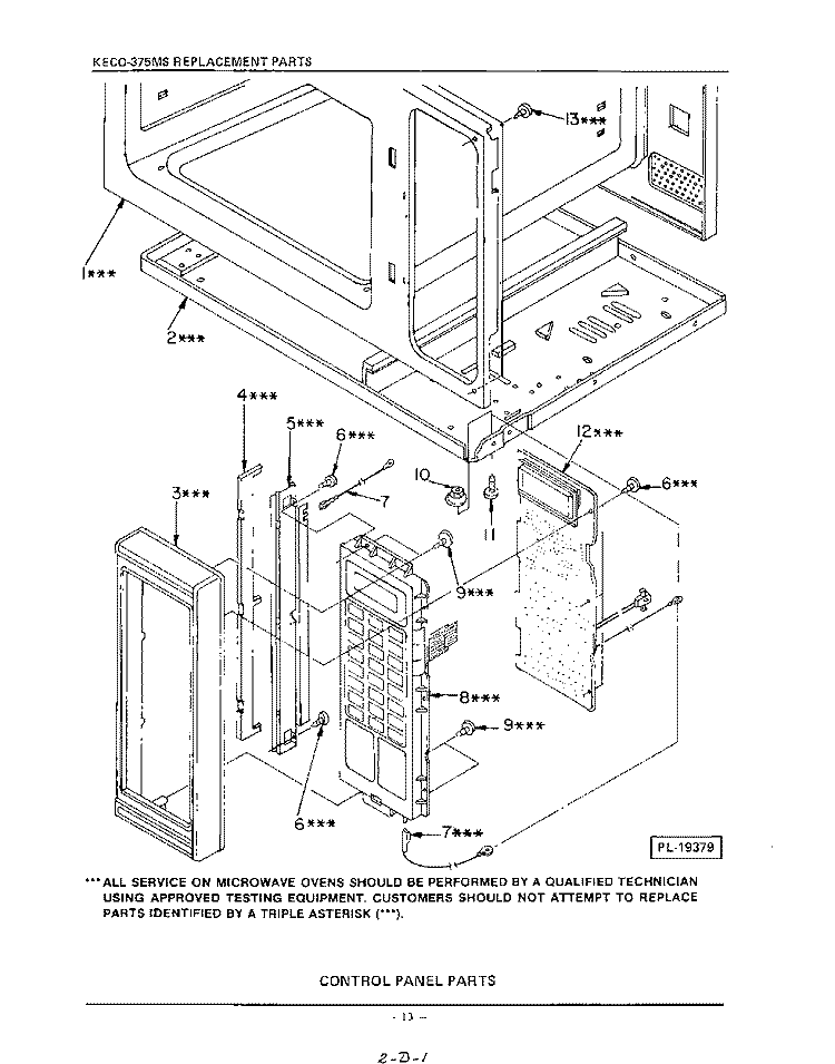 CONTROL PANEL Diagram and Parts List for KECO375MS  KitchenAid Wall Oven