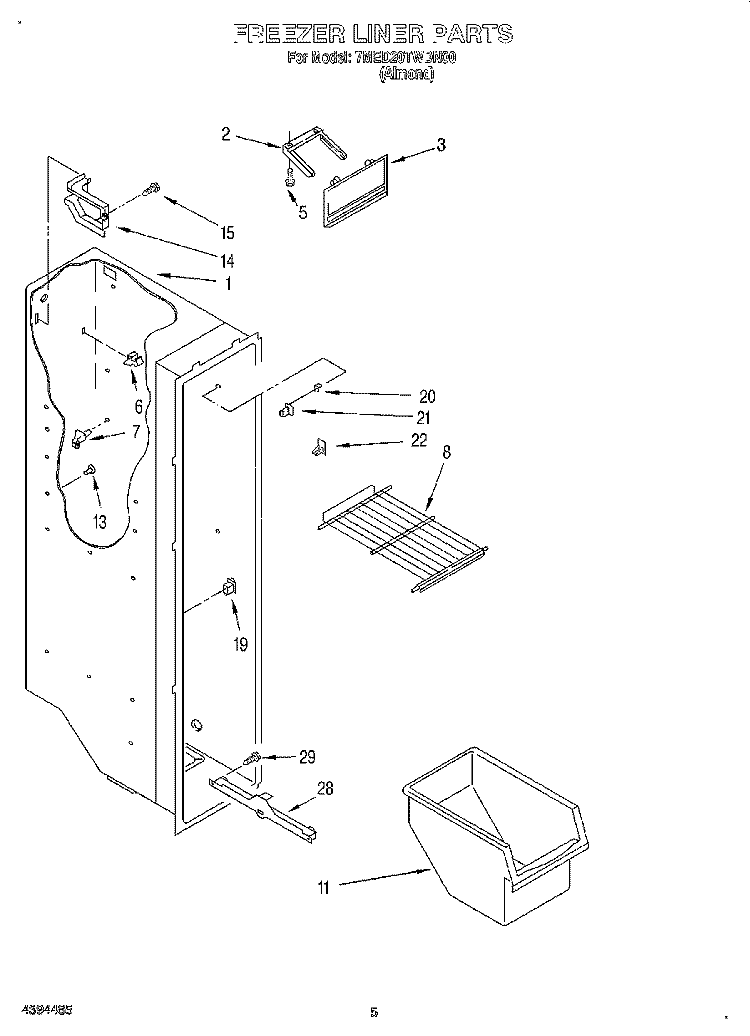 FREEZER LINER Diagram and Parts List for 7MED20TWDN00  Whirlpool Refrigerator
