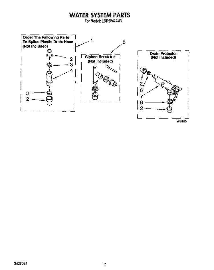 WATER SYSTEM Diagram and Parts List for LCR5244AN1  Whirlpool Washer