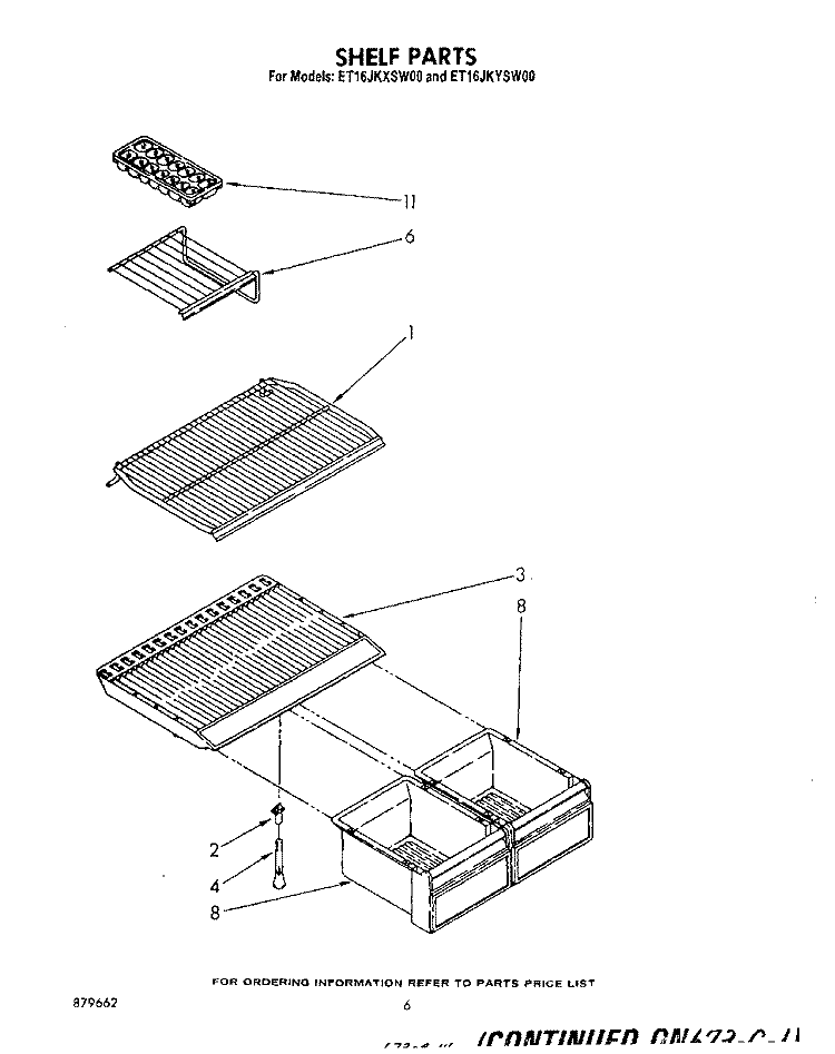 SHELF Diagram and Parts List for ET16JKYSW00  Whirlpool Refrigerator