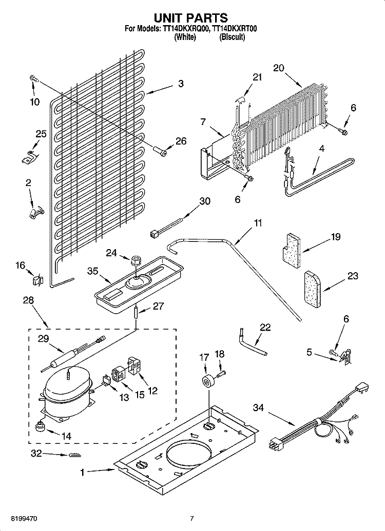 UNIT PARTS Diagram and Parts List for TT14DKXRQ00  Estate Refrigerator