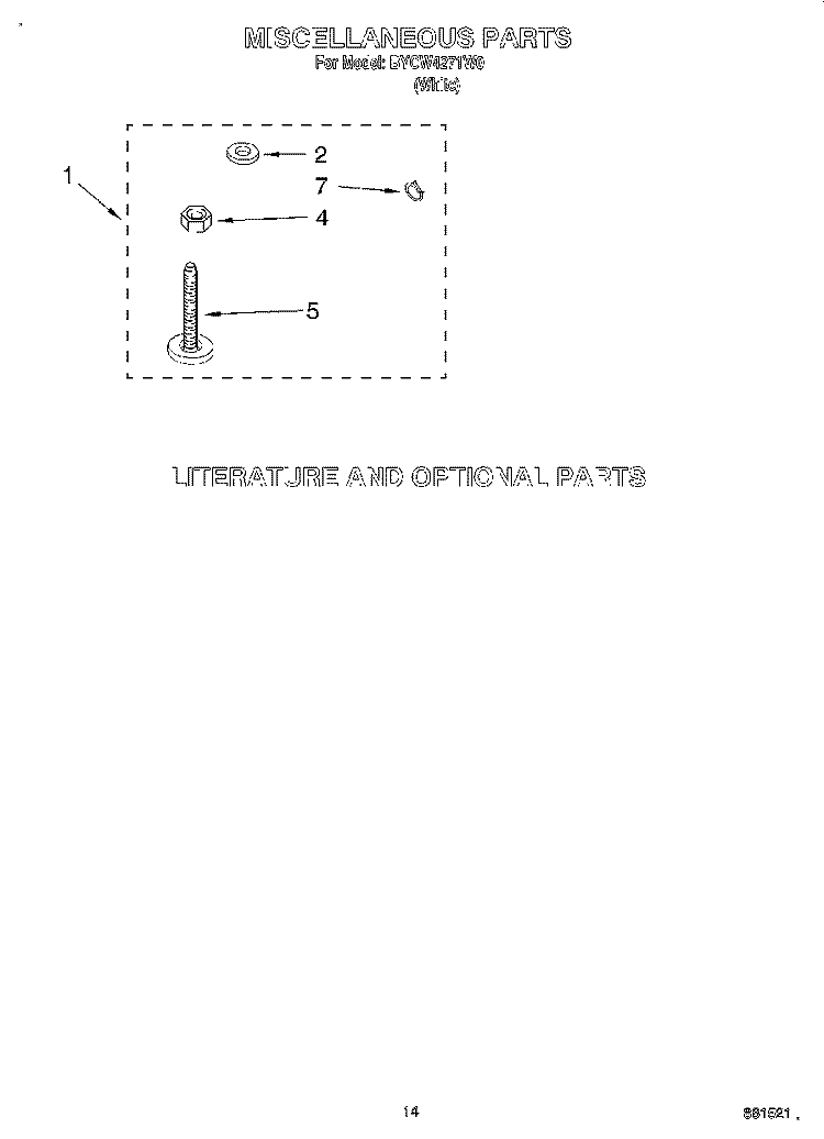 MISCELLANEOUS, LIT/OPTIONAL Diagram and Parts List for BYCW4271W0  Whirlpool Washer