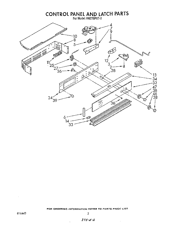 CONTROL PANEL Diagram and Parts List for RM778PXT2  Whirlpool Microwave Oven Combo