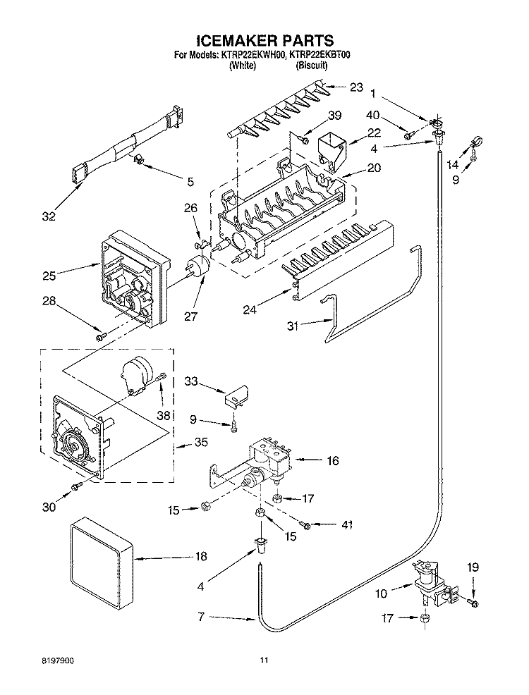 ICE MAKER Diagram and Parts List for KTRP22EKWH00  KitchenAid Refrigerator
