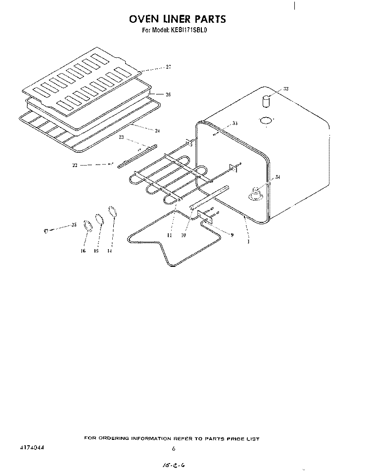 OVEN LINER Diagram and Parts List for KEBI171SBL0  KitchenAid Wall Oven