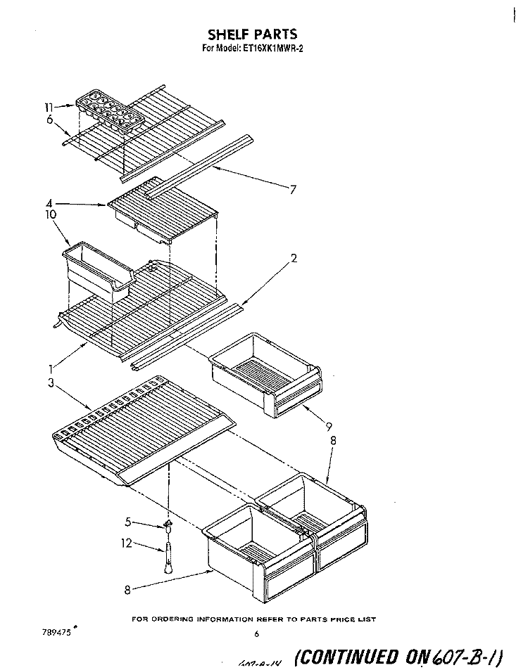 SHELF Diagram and Parts List for ET16XK1MWR2  Whirlpool Refrigerator