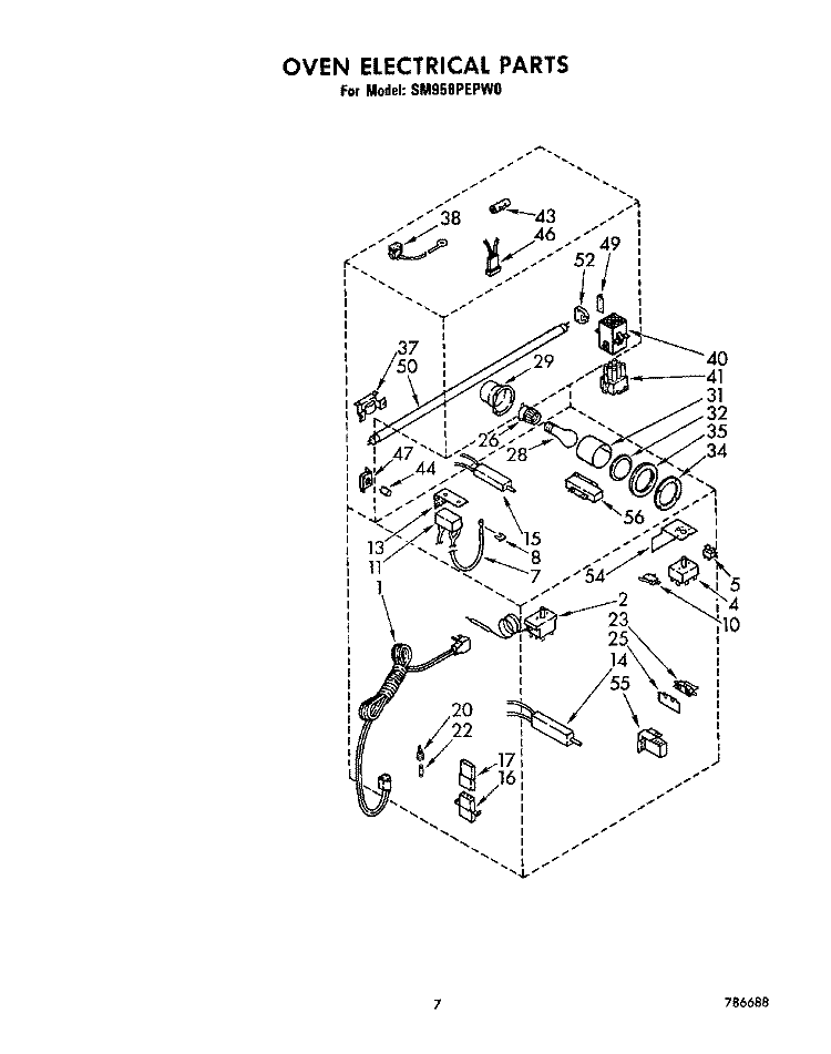 OVEN ELECTRICAL Diagram and Parts List for SM958PEPW0  Whirlpool Range