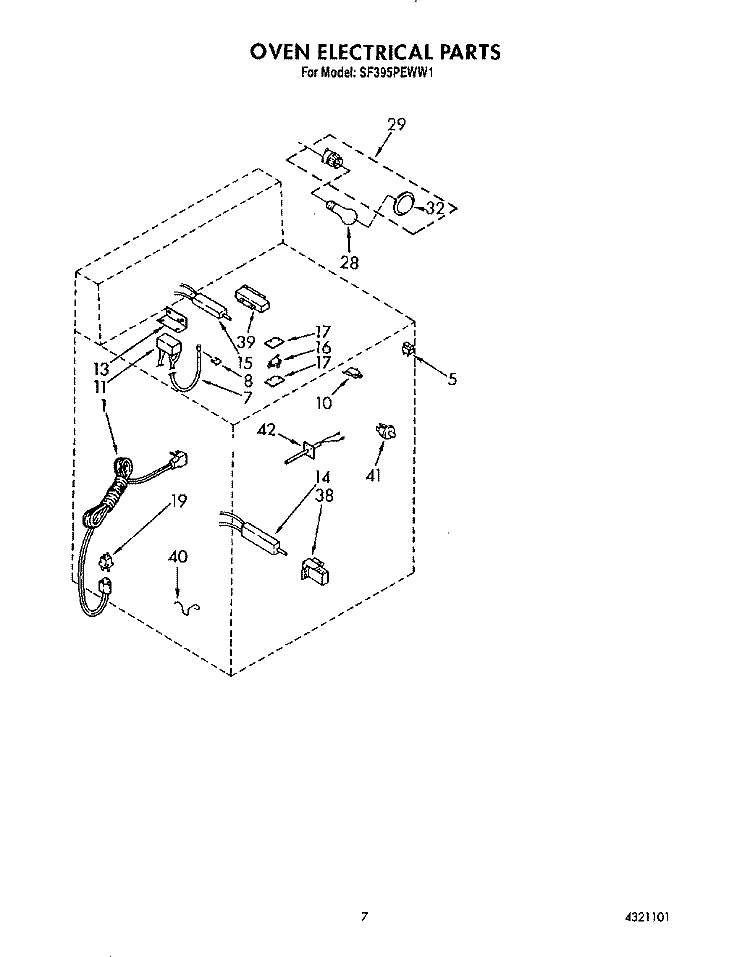 OVEN ELECTRICAL Diagram and Parts List for SF395PEWW1  Whirlpool Range
