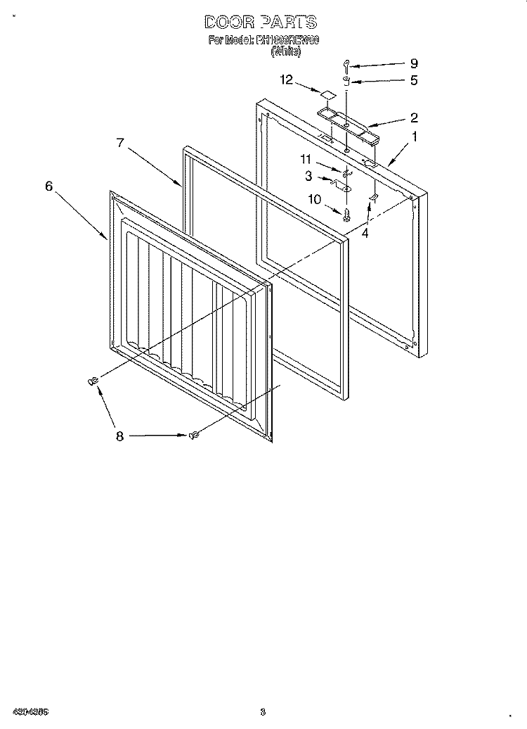 SECTION Diagram and Parts List for RH1099REW00  Roper Freezer