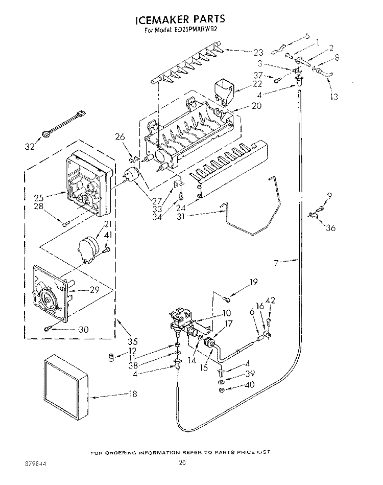 ICE MAKER Diagram and Parts List for ED25PMXRWR2  Whirlpool Refrigerator