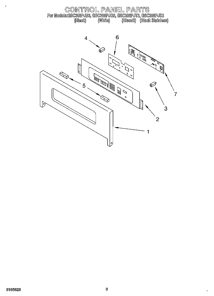 CONTROL PANEL Diagram and Parts List for GSC308PJS3  Whirlpool Microwave Oven Combo