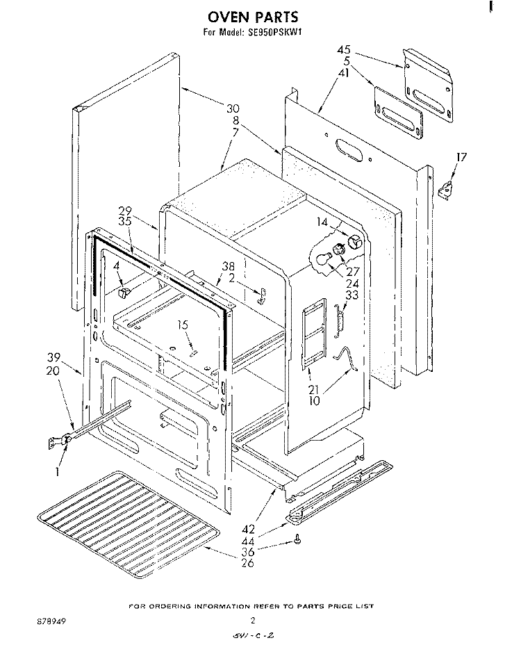 OVEN , LITERATURE Diagram and Parts List for SE950PSKW1  Whirlpool Range