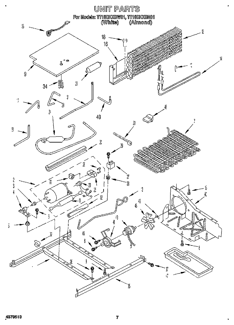 UNIT Diagram and Parts List for TT18DKXBN01  Estate Refrigerator