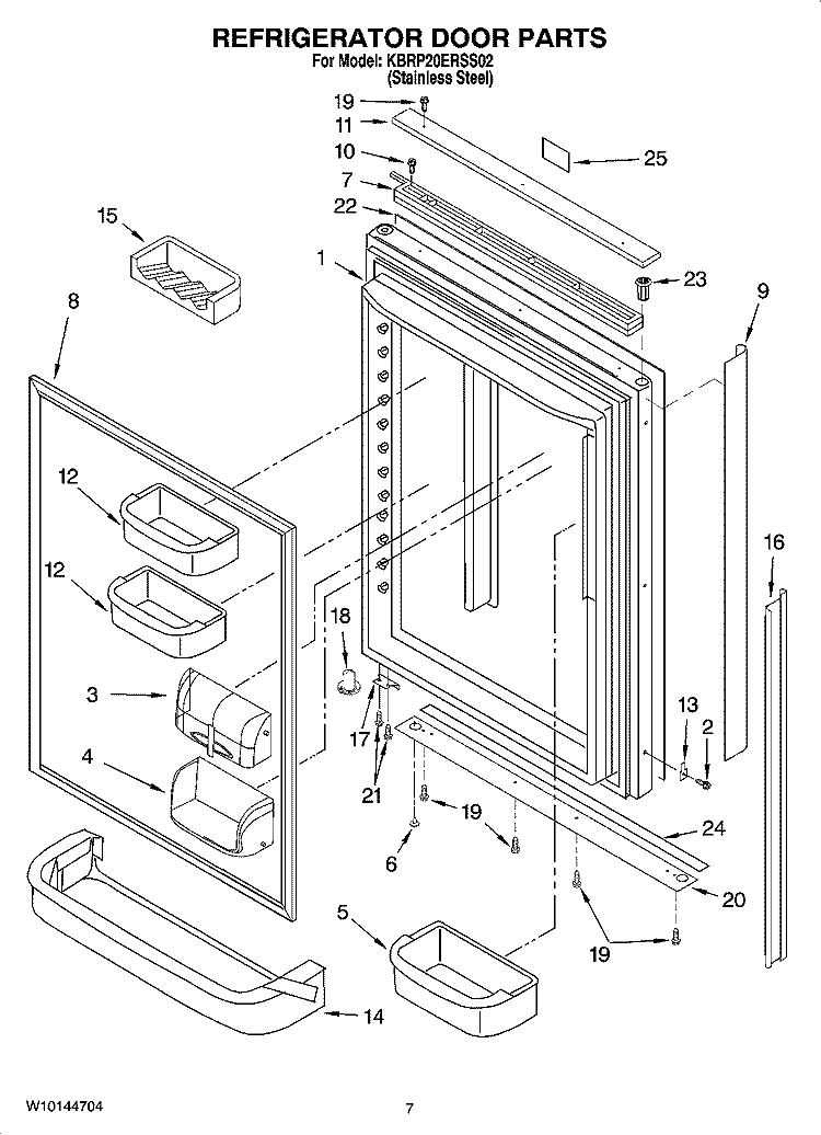 REFRIGERATOR DOOR PARTS Diagram and Parts List for KBRP20ERSS02  KitchenAid Refrigerator