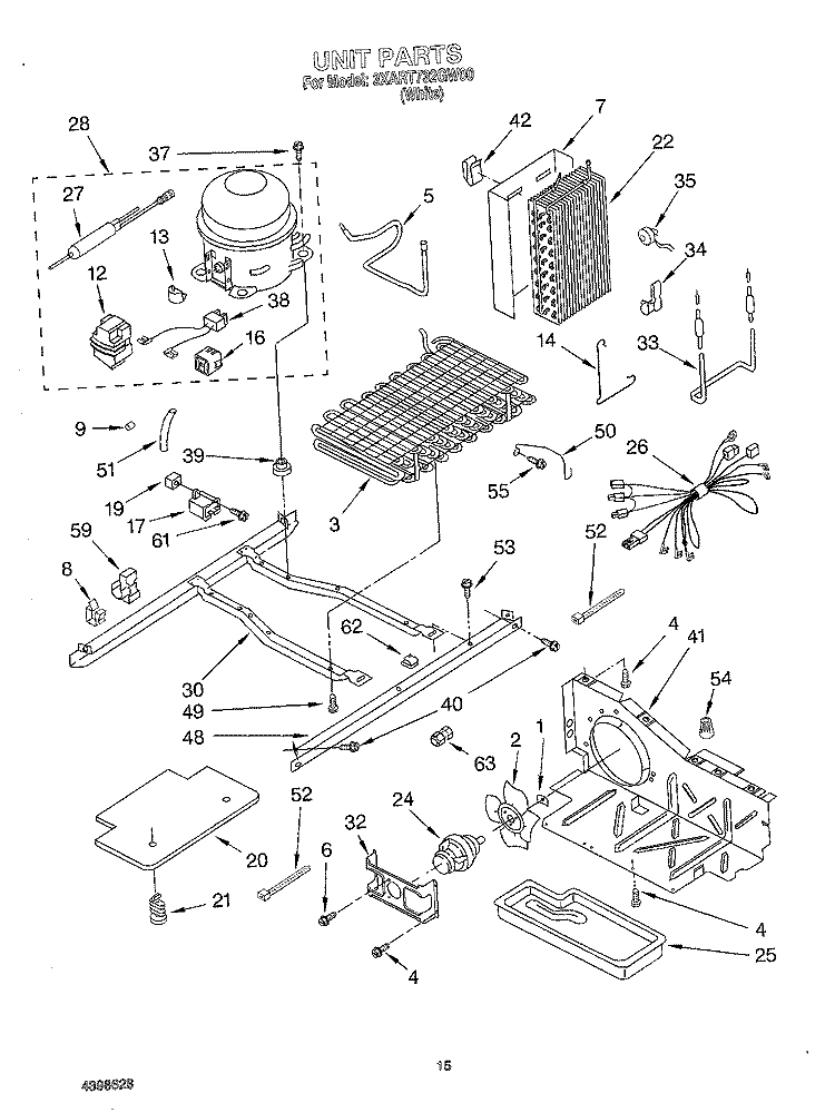UNIT Diagram and Parts List for 3XART732GW00  Whirlpool Refrigerator