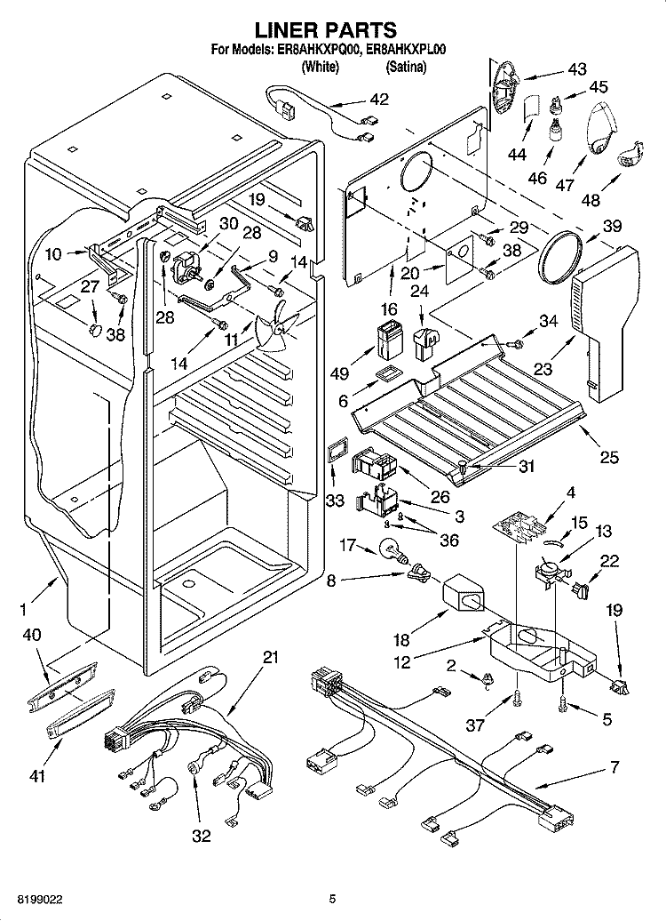 LINER PARTS Diagram and Parts List for ER8AHKXPL00  Whirlpool Refrigerator