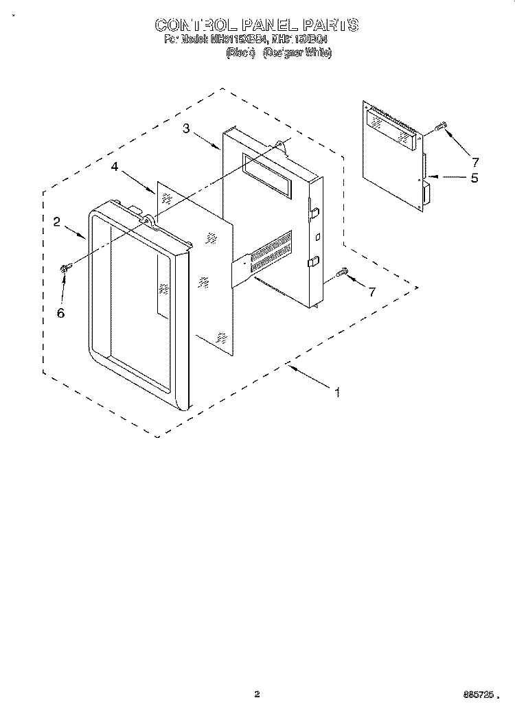 CONTROL PANEL Diagram and Parts List for MH9115XBQ4  Whirlpool Microwave