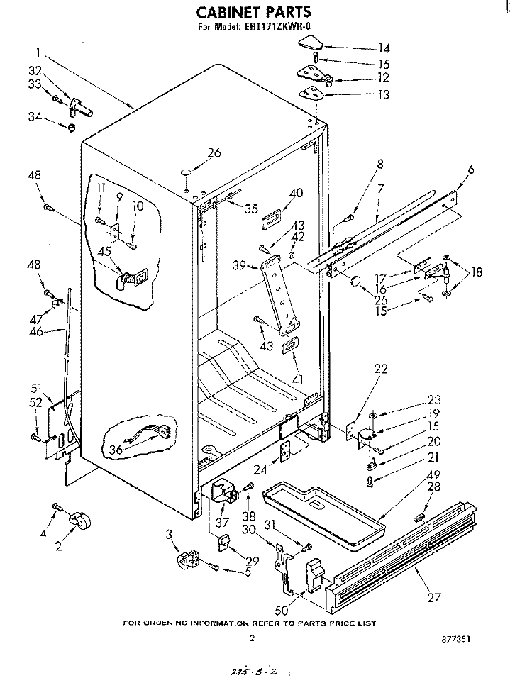 CABINET Diagram and Parts List for EHT171ZKWR0  Whirlpool Refrigerator