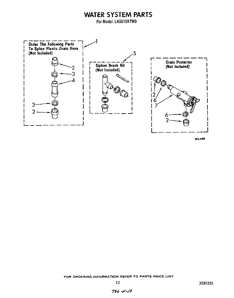 WATER SYSTEM Diagram and Parts List for LA5610XTN0  Whirlpool Washer